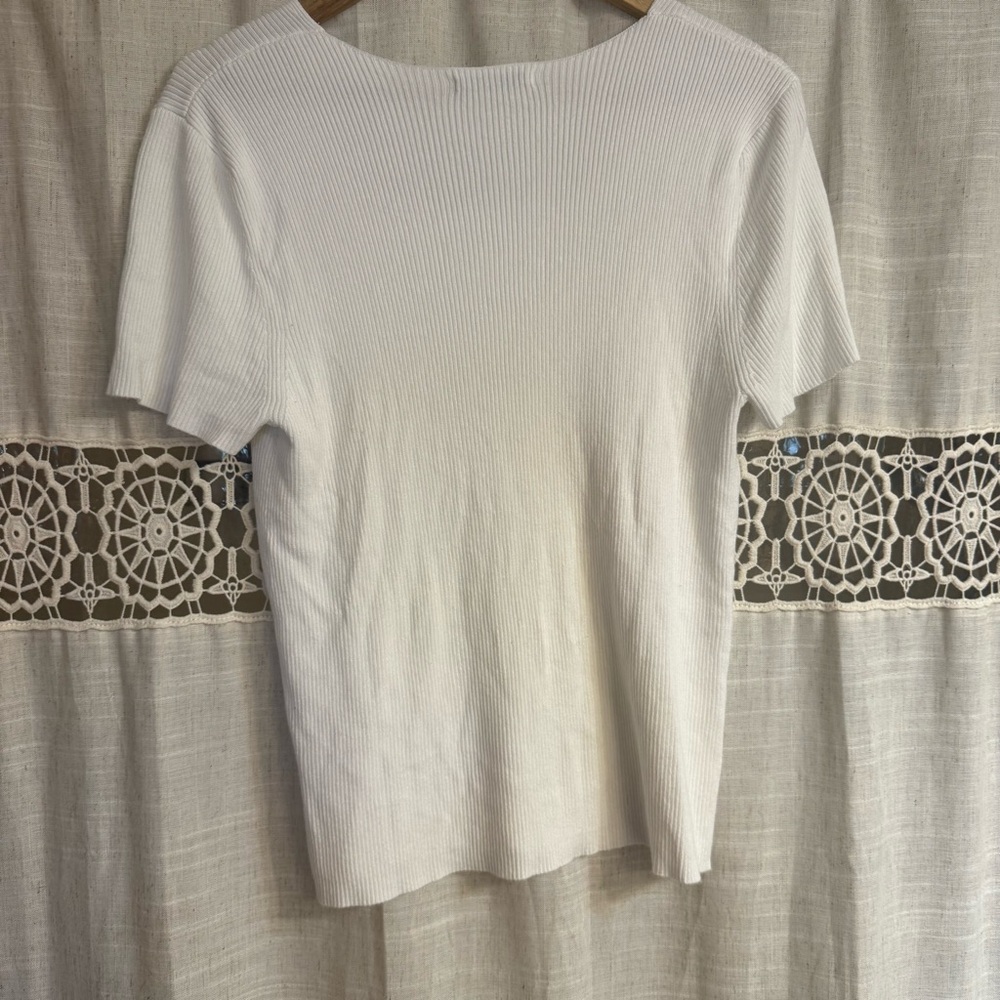 White Ribbed  Top - Picture 4 of 4